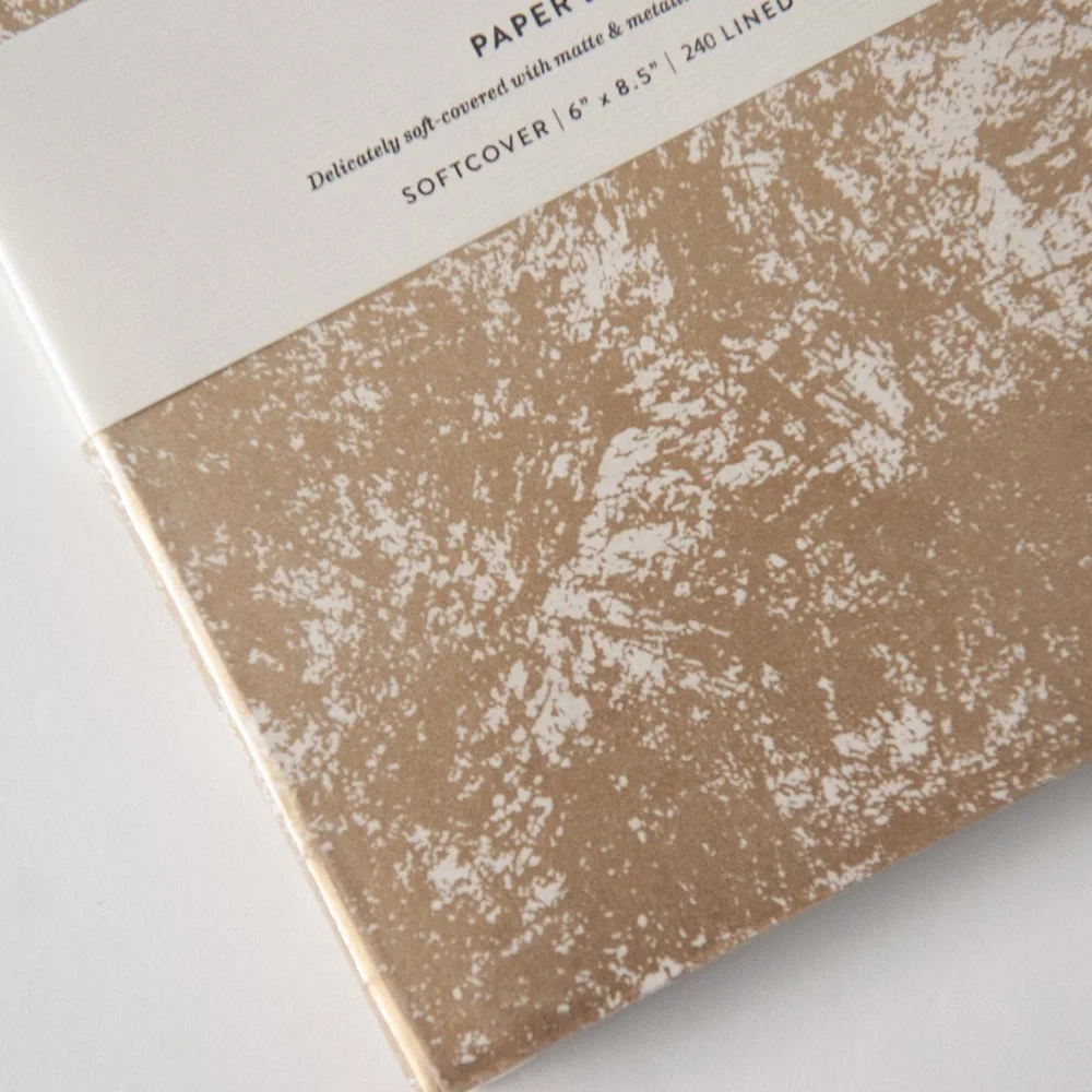 Print Fresh Softcover Lined Journal in Gold & White
